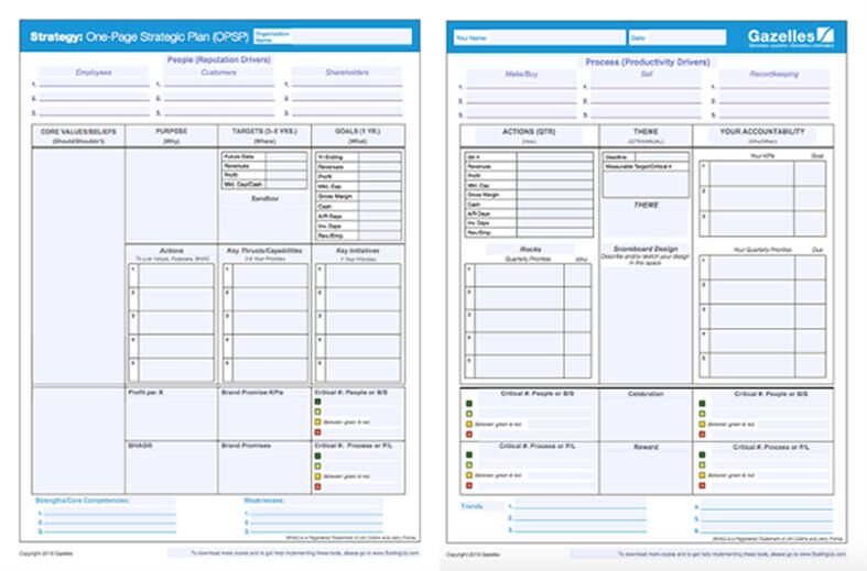 one page strategic plan OPSP Dominic Monkhouse