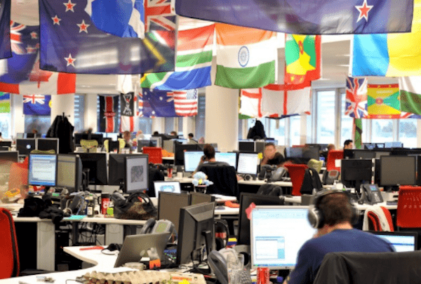 Country Flags Hanging in Office