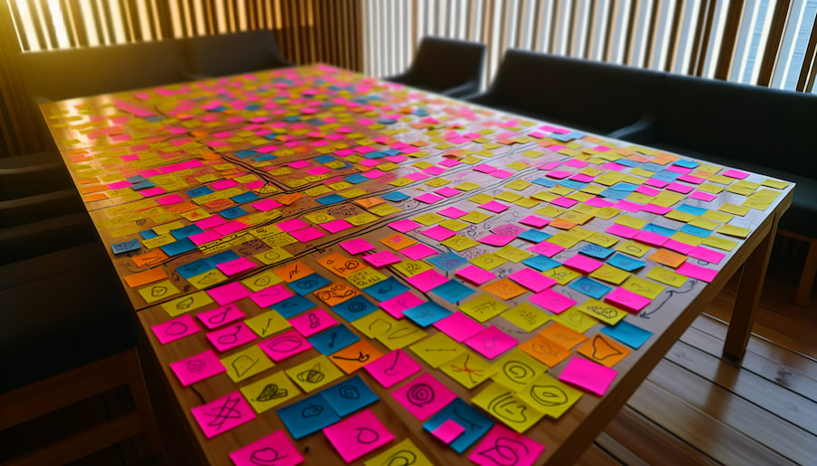 Post-it notes across the table